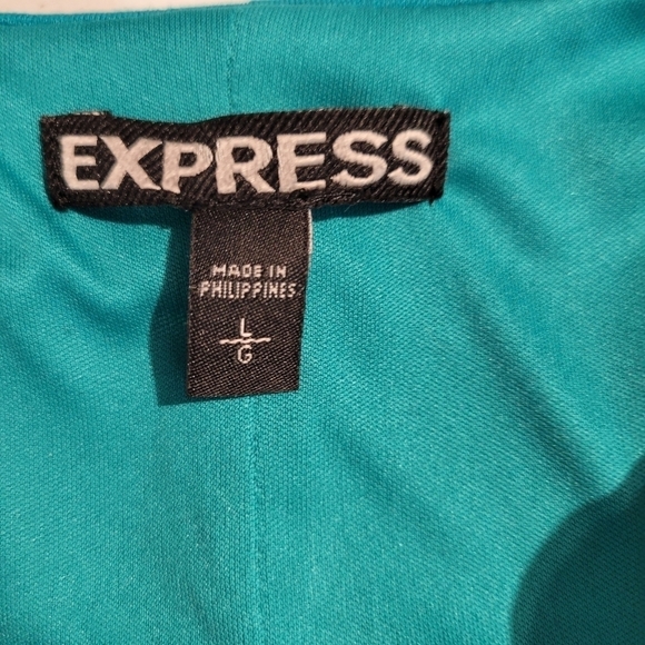 Express Teal Cutout Back Fit & Flare Dress - Picture 5 of 6